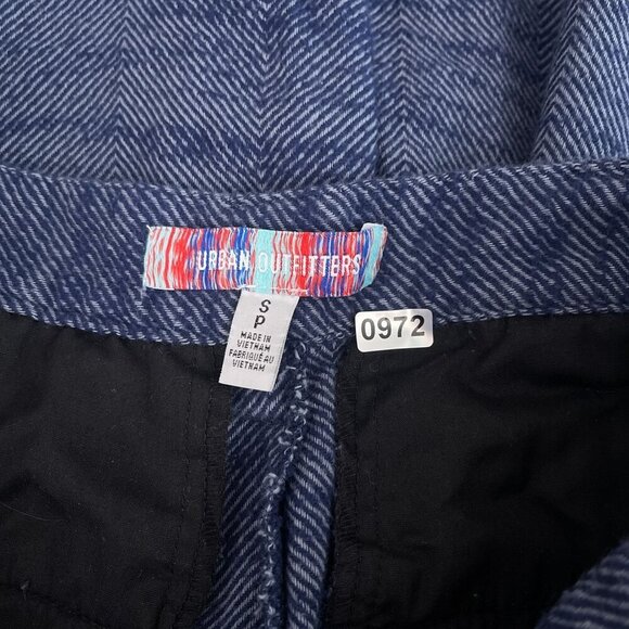 Urban Outfitters Herringbone Pleated Wide-Leg Trouser Pants Cotton Blue Women S - Picture 7 of 12